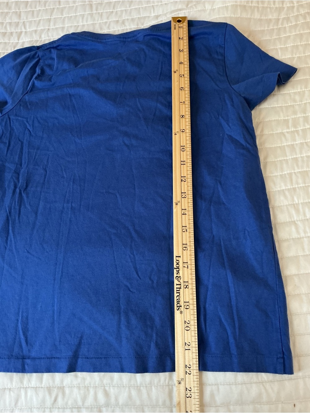 Ralph Lauren V-Neck Tee in Royal Blue with Pink Logo - Picture 7 of 8